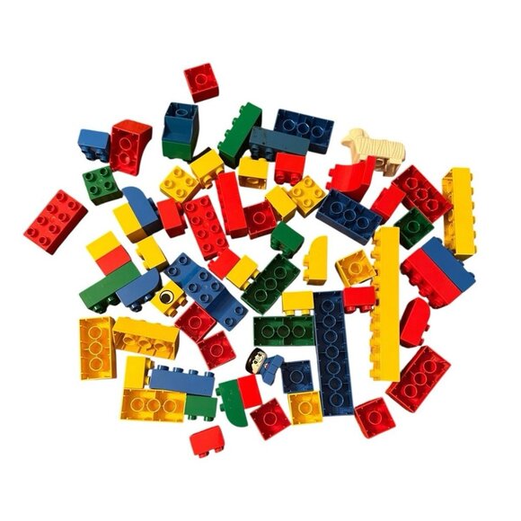 Vintage 1991 Lego Duplo 2381 Preschool Basic Building Set 67 Piece With Bucket - Picture 2 of 4